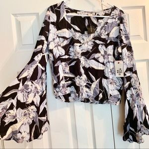 Billabong Floral Bell Sleeve Crop Top